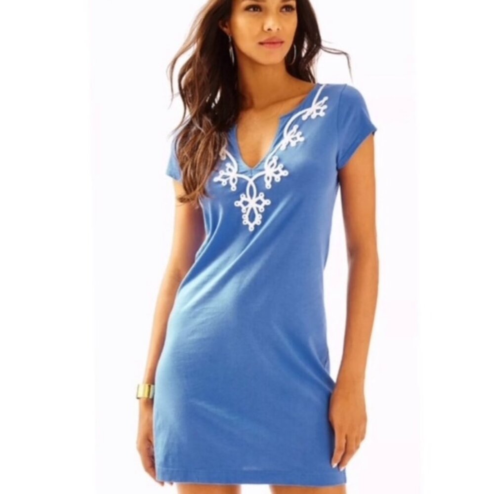 Lilly Pulitzer Blue Dress with White Embroidery